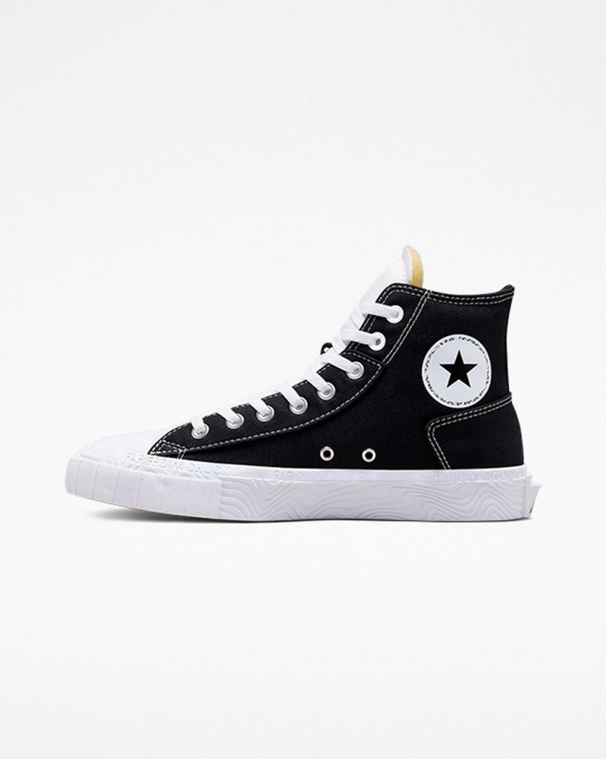 Tenisi Inalti Barbati Converse Chuck Taylor Alt Star Panza Negrii Albi | RO PXHQE902